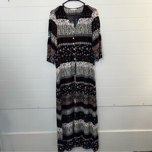 Women’s Floral Patterned Maxi Bohemian Festival Peasant Dress Medium NWT